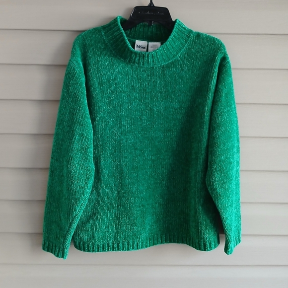 Vintage 90's L green fuzzy soft long sleeve mock neck sweater - Picture 5 of 8